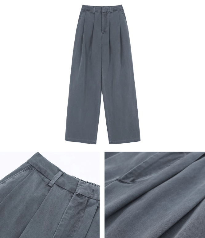 PLEATED FOLDED RELAX STRAIGHT JEANS
