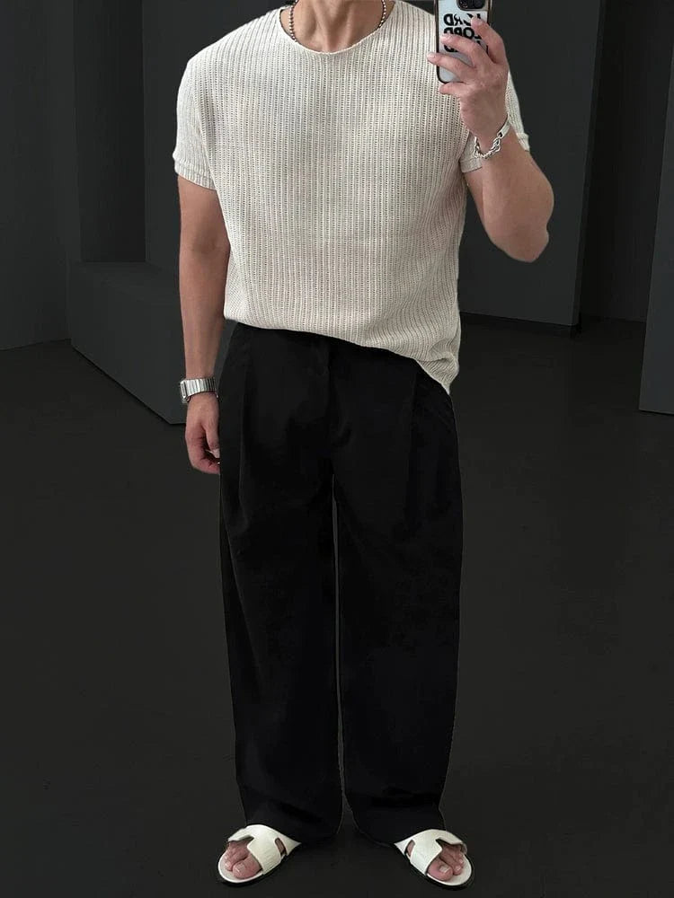 KNIT CREAM SHORT SLEEVE
