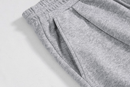 GRAY BUTTON-UP HOODIE & WIDE SWEATPANTS