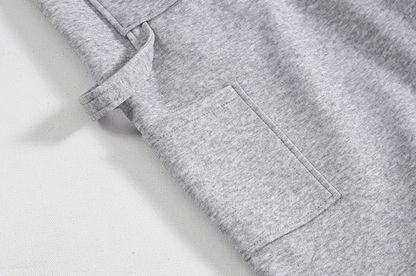 GRAY BUTTON-UP HOODIE & WIDE SWEATPANTS