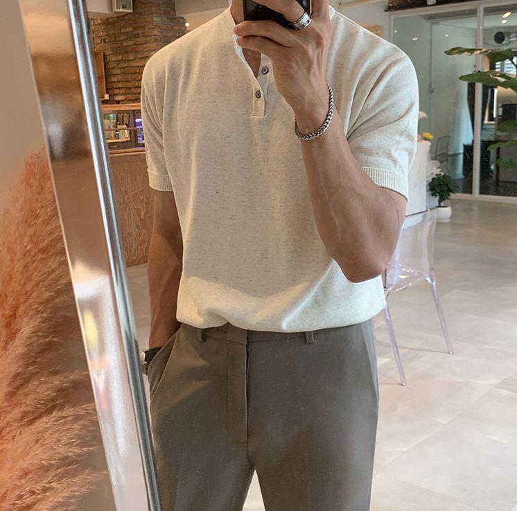 HALF BUTTON SHORT SLEEVE