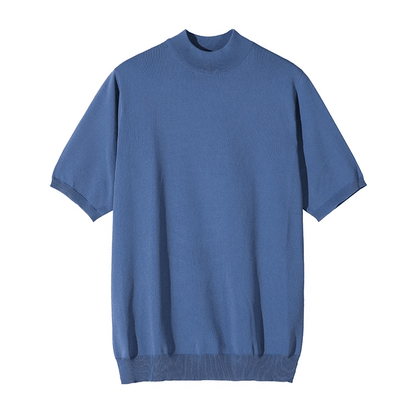 KNIT MOCK NECK SHORT SLEEVE
