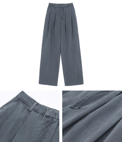 PLEATED FOLDED RELAX STRAIGHT JEANS