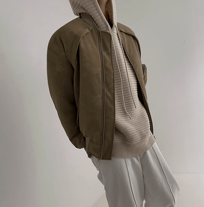 STRIPED KNITTED PULLOVER HOODIE