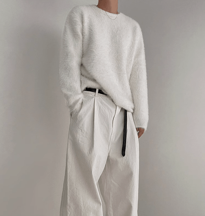 MOHAIR KNITTED ROUND NECK SWEATER