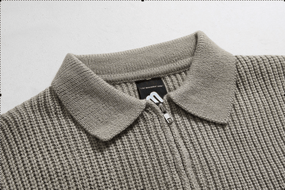 KNITTED HALF ZIP-UP COLLAR SWEATER