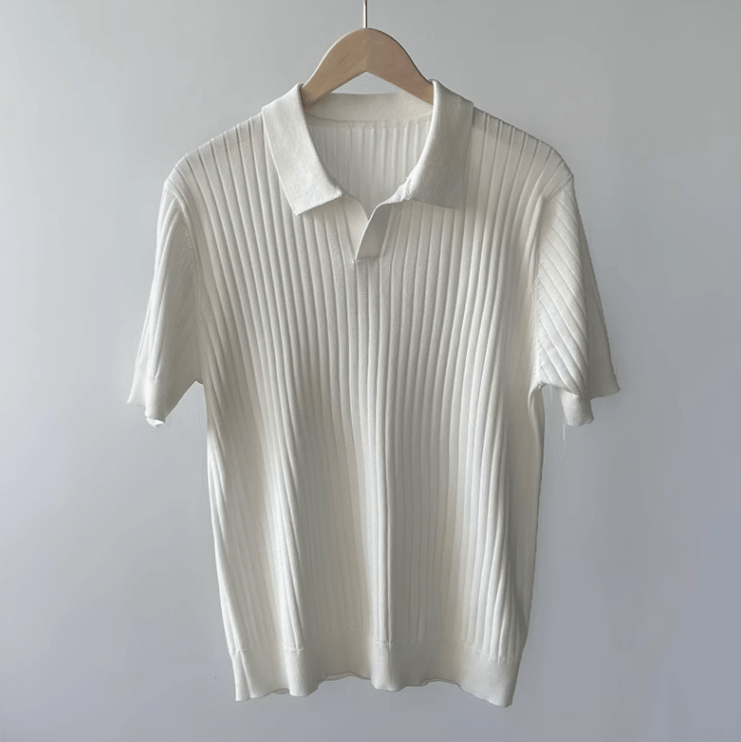 VERTICAL KNIT POLO SHORT SLEEVE