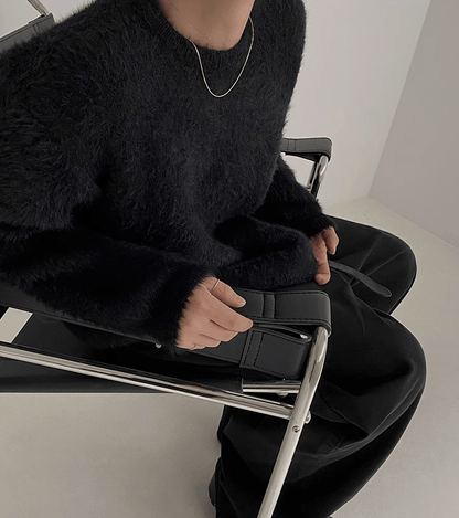 MOHAIR KNITTED ROUND NECK SWEATER