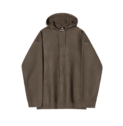 STRIPED KNITTED PULLOVER HOODIE