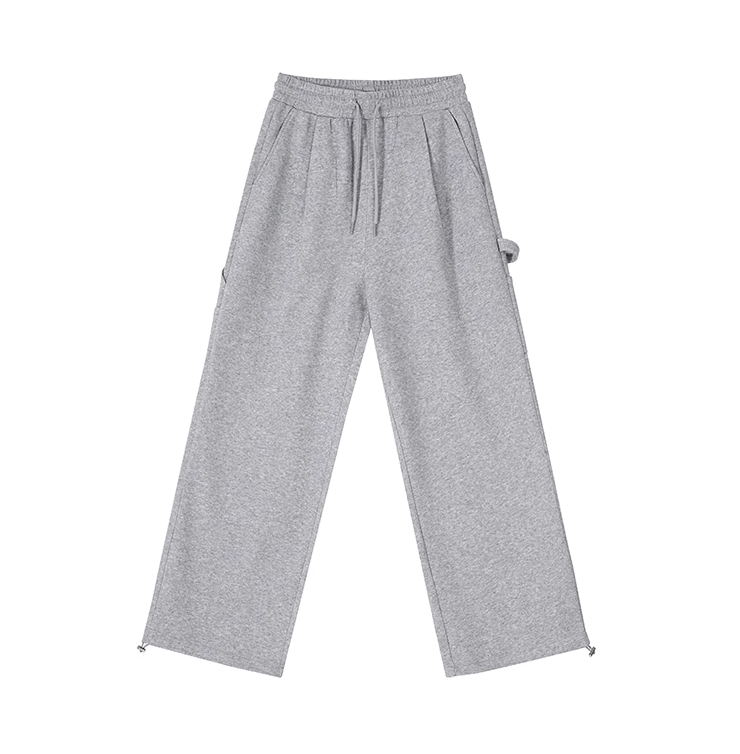 GRAY BUTTON-UP HOODIE & WIDE SWEATPANTS