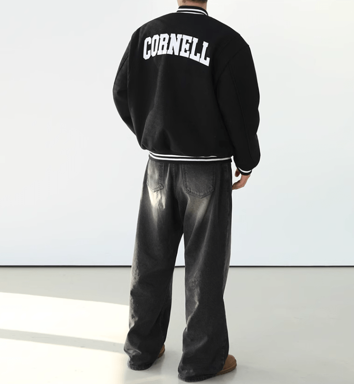 WASHED BLACK WIDE STRAIGHT DENIM JEANS