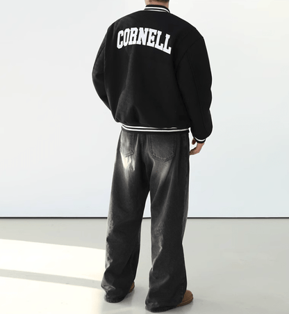 WASHED BLACK WIDE STRAIGHT DENIM JEANS