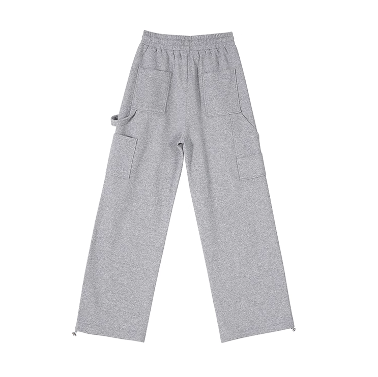 GRAY BUTTON-UP HOODIE & WIDE SWEATPANTS