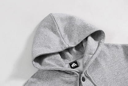 GRAY BUTTON-UP HOODIE & WIDE SWEATPANTS