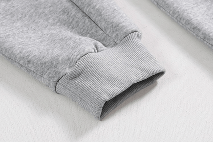 GRAY BUTTON-UP HOODIE & WIDE SWEATPANTS