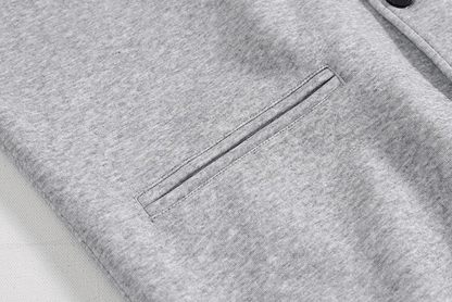 GRAY BUTTON-UP HOODIE & WIDE SWEATPANTS