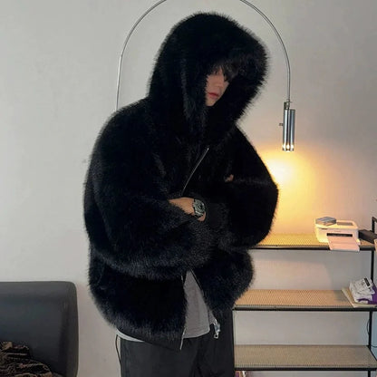 FUR ZIP-UP HOODIE