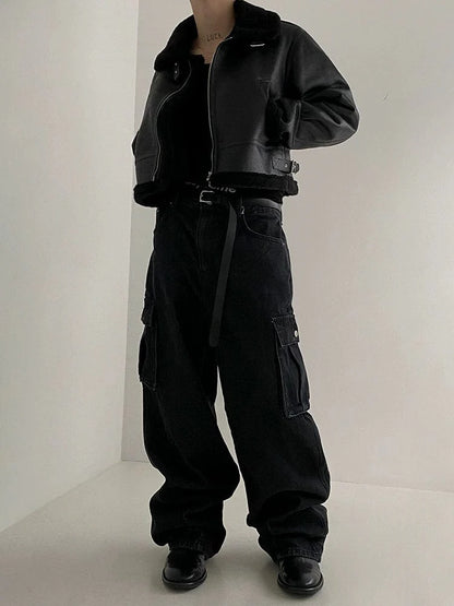 SUEDE MOTORCYCLE LEATHER JACKET