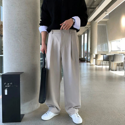 FOLDED PLEATED STRAIGHT PANTS