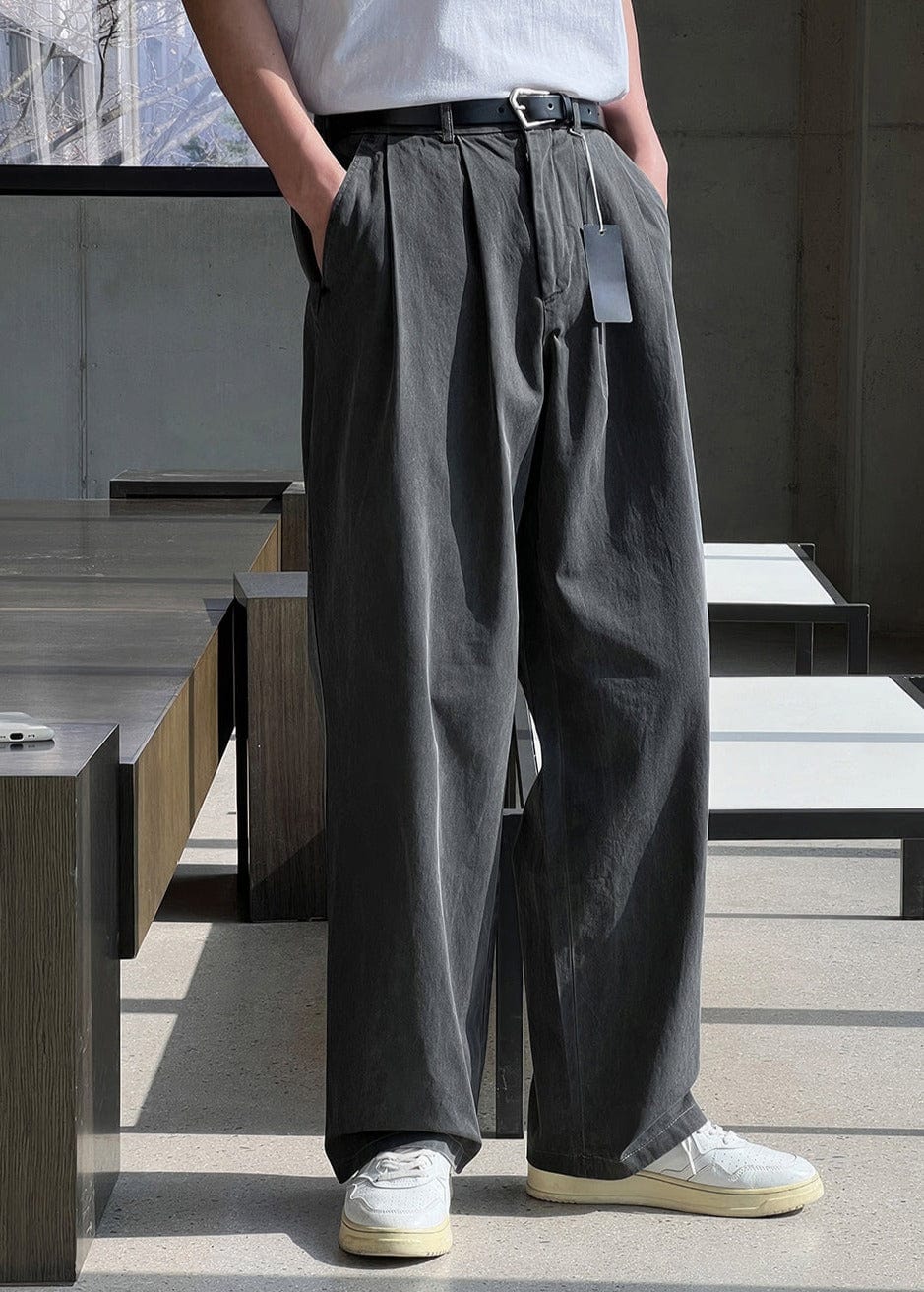 PLEATED FOLDED RELAX STRAIGHT JEANS