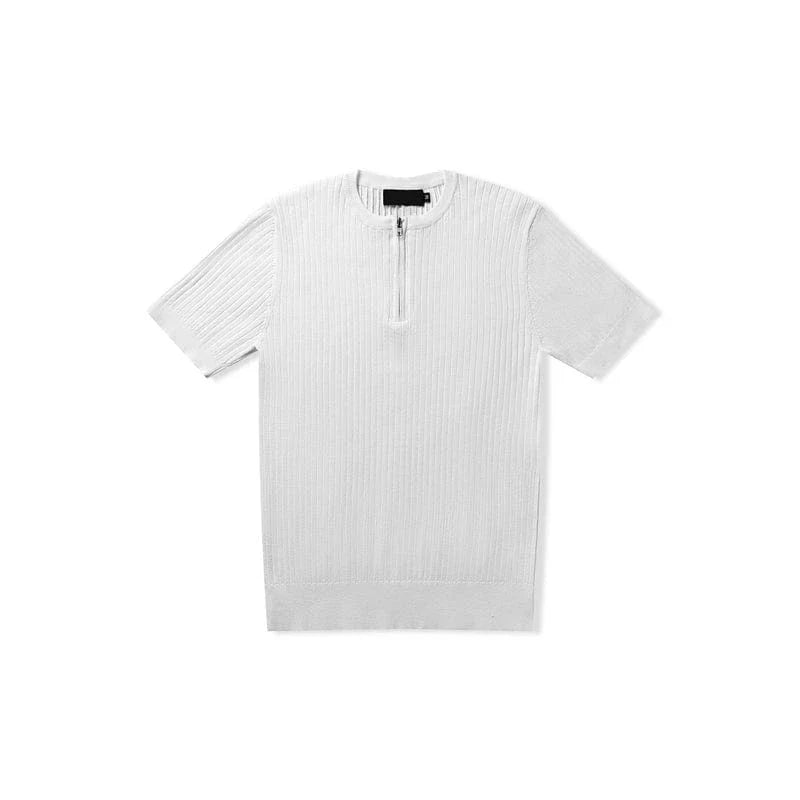 SLIM HALF ZIP KNIT SHORT SLEEVE