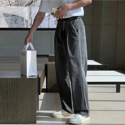 PLEATED FOLDED RELAX STRAIGHT JEANS