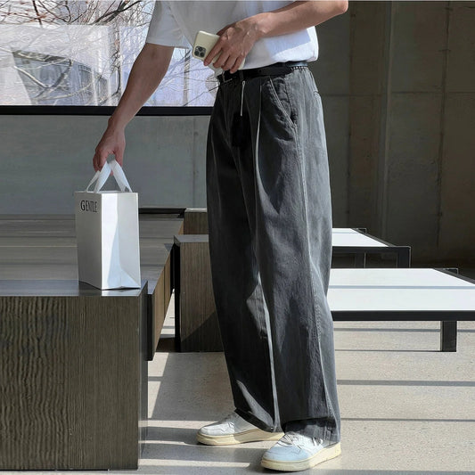 PLEATED FOLDED RELAX STRAIGHT JEANS