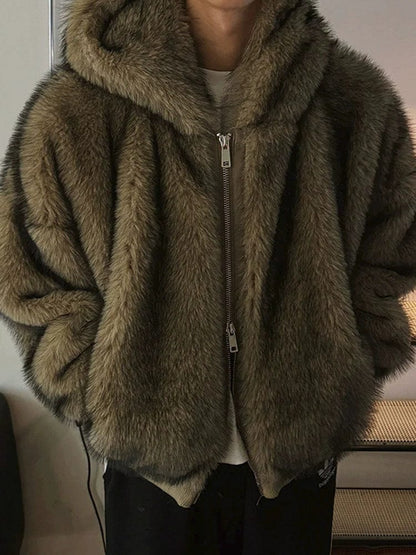FUR ZIP-UP HOODIE