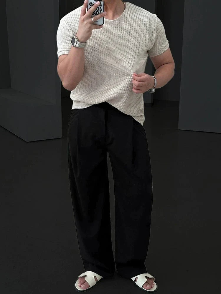 KNIT CREAM SHORT SLEEVE