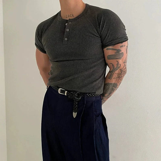 SLIM HERNY COLLAR SHORT SLEEVE
