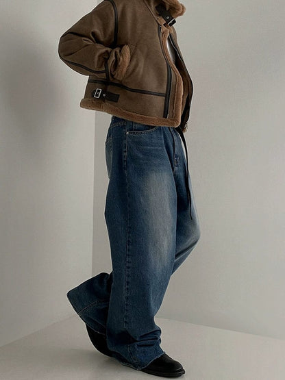 SUEDE MOTORCYCLE LEATHER JACKET