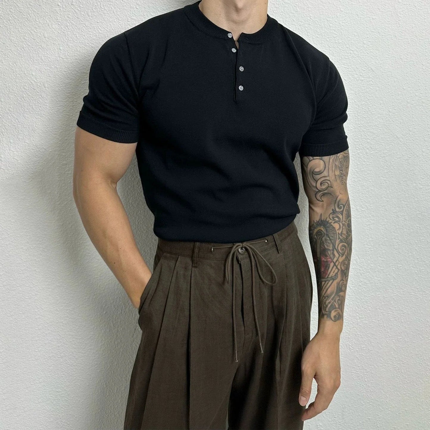 HENLEY COLLAR SHORT SLEEVE