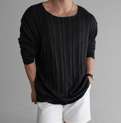 VERTICAL KNIT PULLOVER LONG SLEEVE