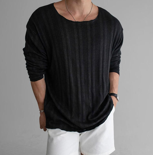 VERTICAL KNIT PULLOVER LONG SLEEVE