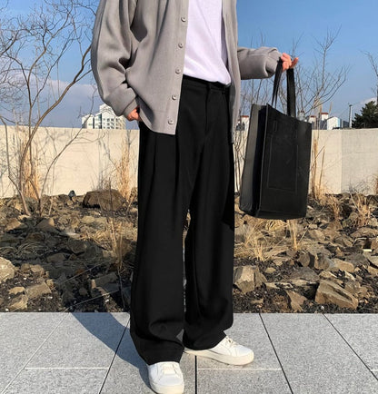FOLDED PLEATED STRAIGHT PANTS