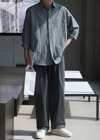 PLEATED FOLDED RELAX STRAIGHT JEANS