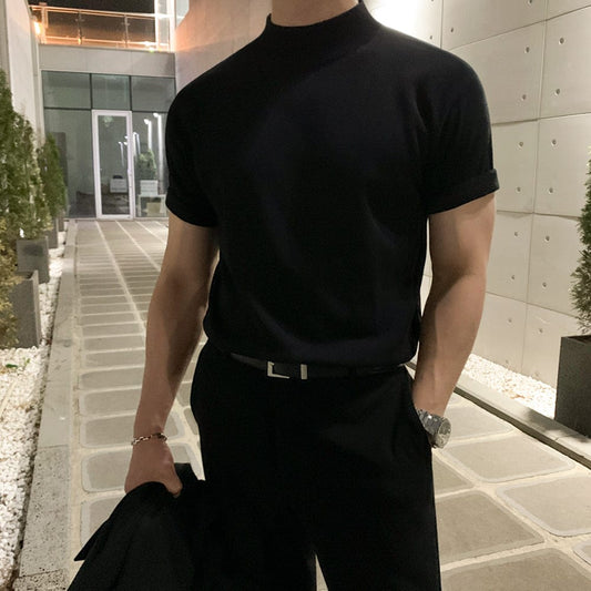 KNIT MOCK NECK SHORT SLEEVE