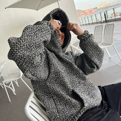 TWEED PULLOVER HOODIE