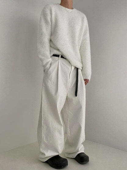 MOHAIR KNITTED ROUND NECK SWEATER