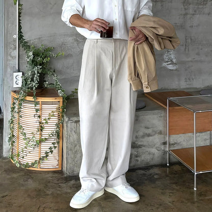 FOLDED PLEATED STRAIGHT PANTS