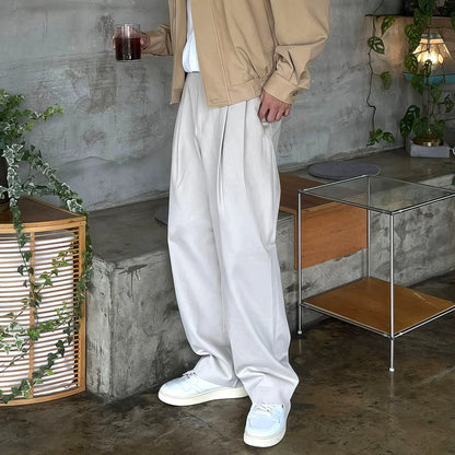 FOLDED PLEATED STRAIGHT PANTS