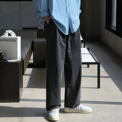 PLEATED FOLDED RELAX STRAIGHT JEANS