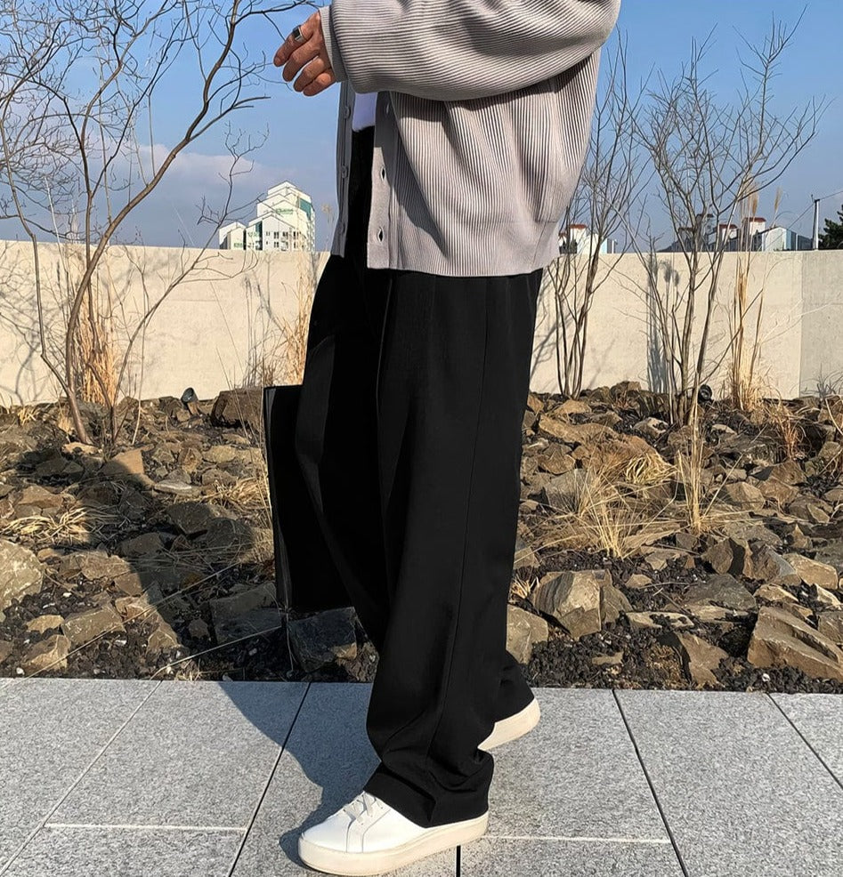 FOLDED PLEATED STRAIGHT PANTS