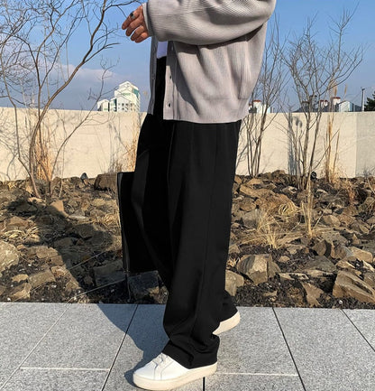 FOLDED PLEATED STRAIGHT PANTS