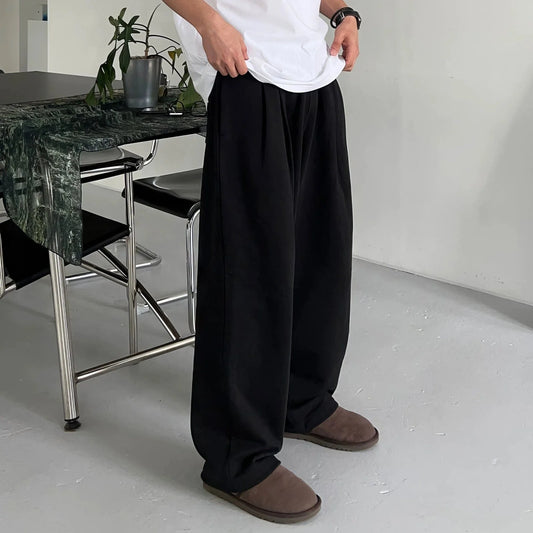 FOLDED PLEATED STRAIGHT SWEATPANTS