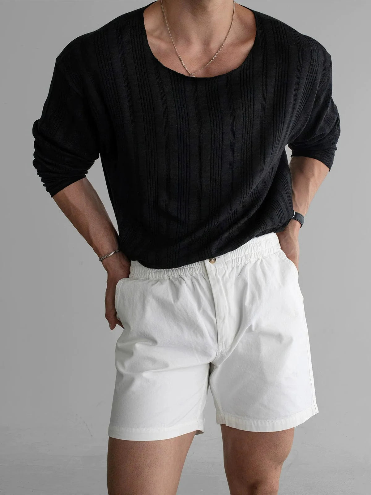 VERTICAL KNIT PULLOVER LONG SLEEVE