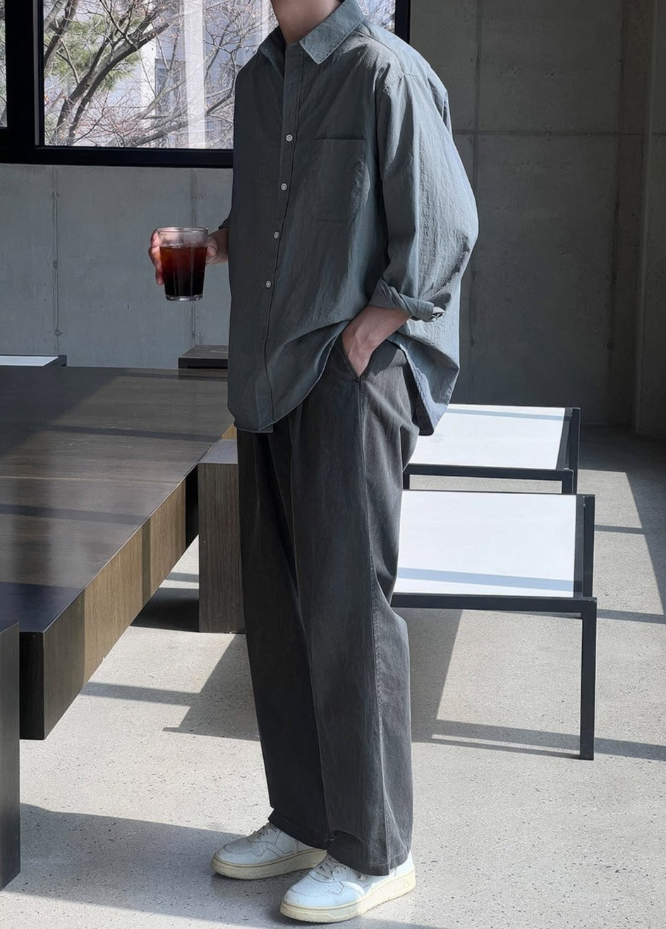 PLEATED FOLDED RELAX STRAIGHT JEANS