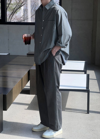 PLEATED FOLDED RELAX STRAIGHT JEANS