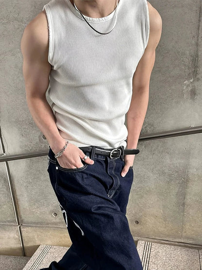 DISTRESSED KNIT TANK TOP