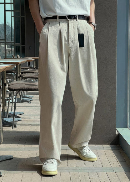 PLEATED FOLDED RELAX STRAIGHT JEANS